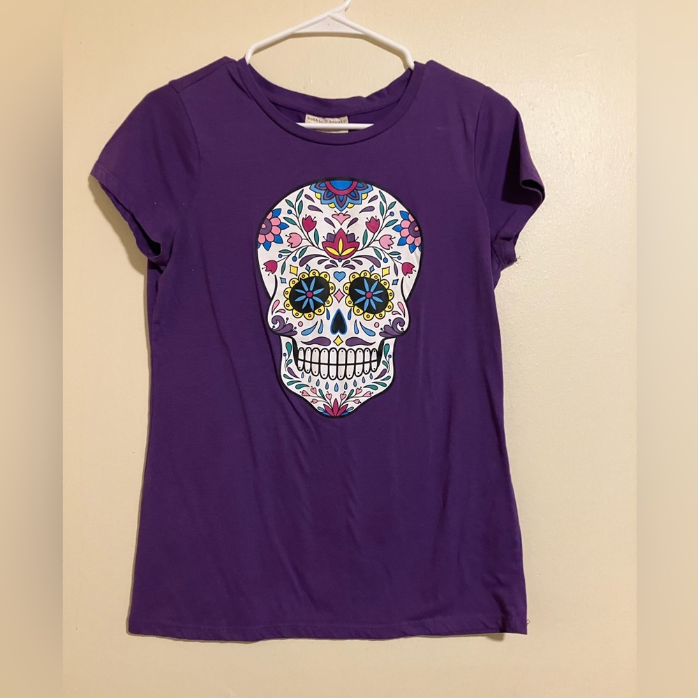 Purple Ladies T-Shirt with Skull Design 8925